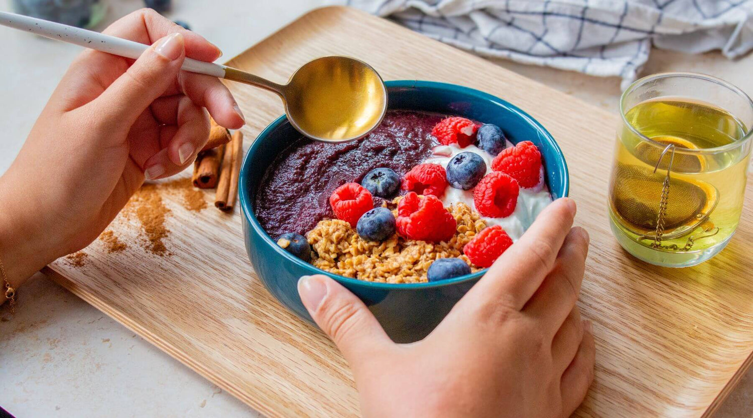 Gachas de canela Nossa y compota de manzana y acai