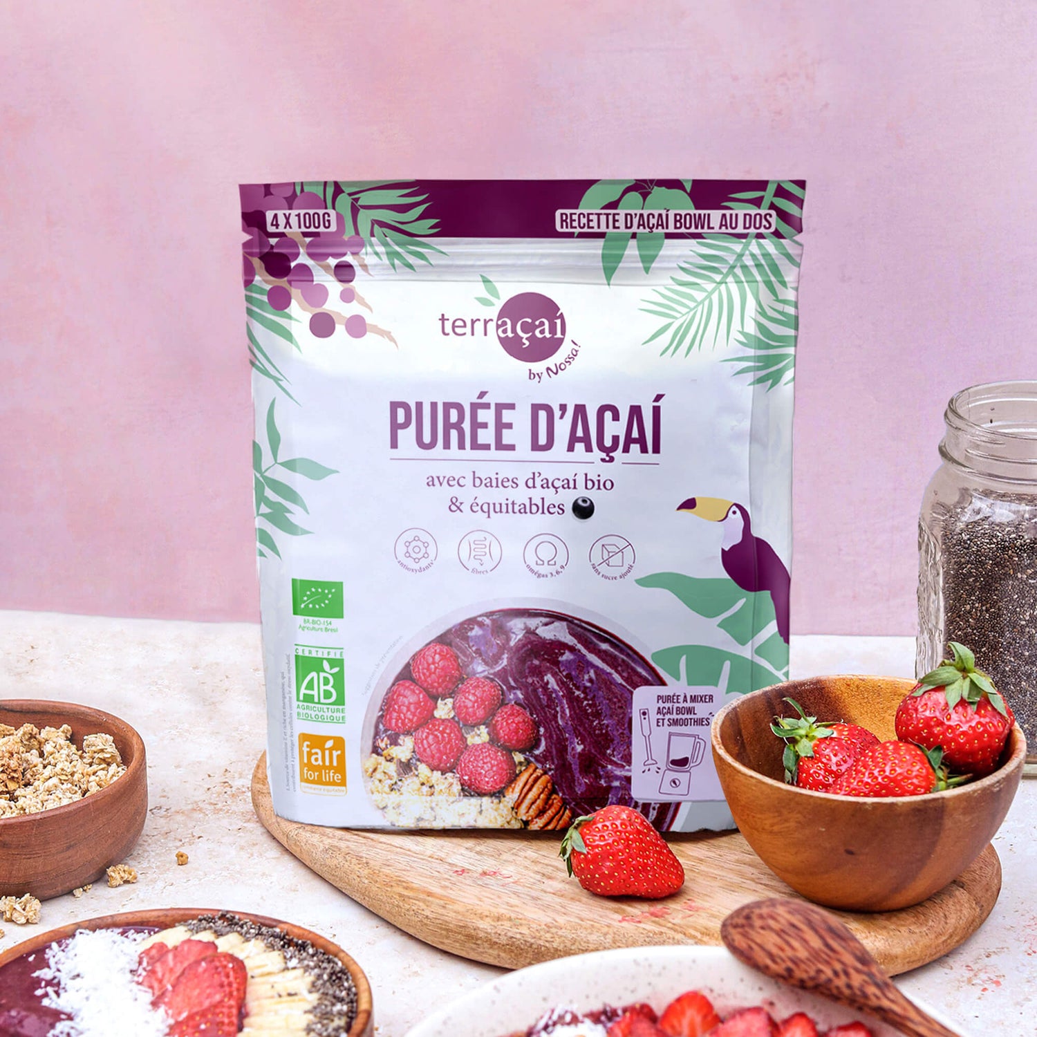 Puré de açaí biológico e de comércio justo